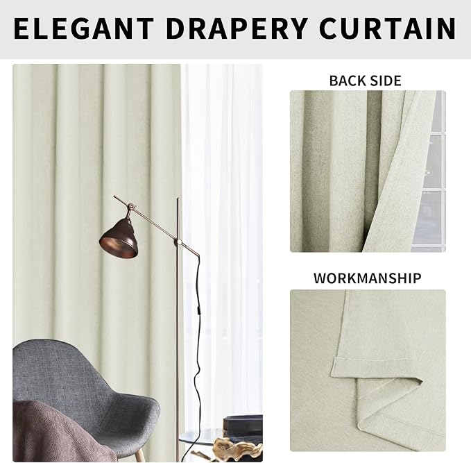 Easy-Going Linen Look Blackout Curtain Grommet Window Curtain Drapes - Image 4