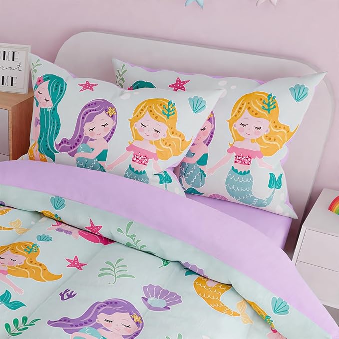 SANDJEST Mermaid Bedding Full for Girls, Ultra Soft Microfiber Comforter Set - Image 5