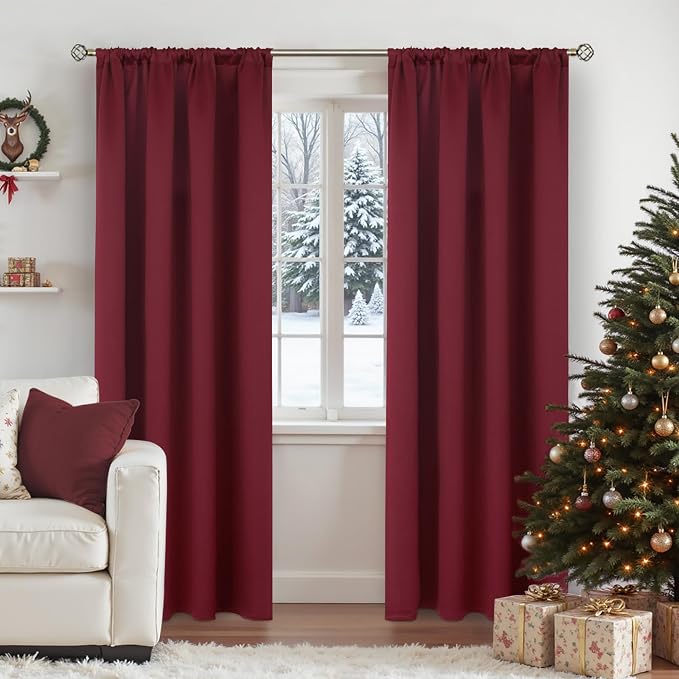 BGment Burgundy Blackout Curtains 84 Inches Long by BGment