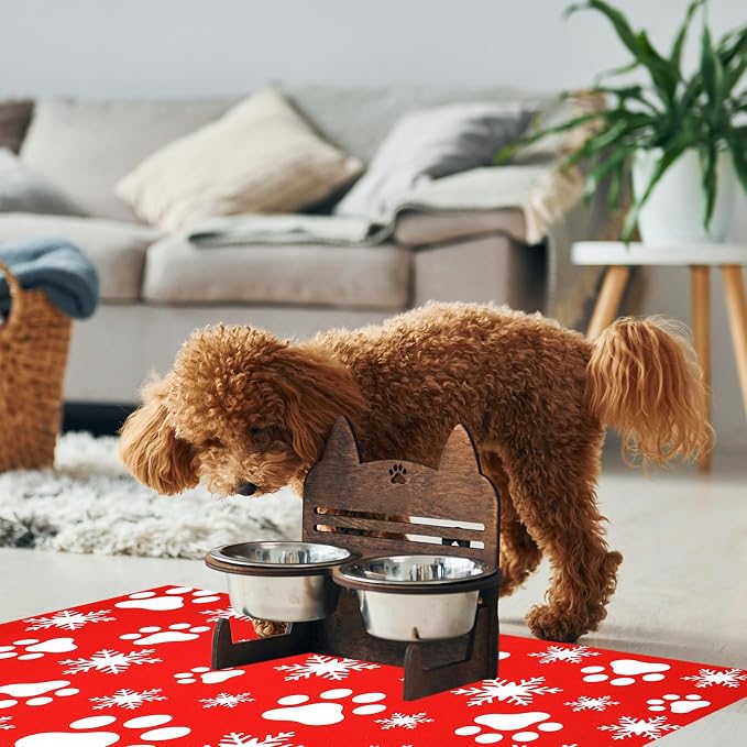 Christmas Pet Mat Red White Snowflake Dog Claw Mat Absorbent Dog Bowl Mats - Image 7
