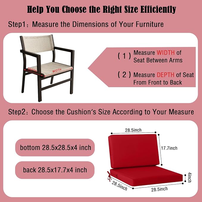 idee-home Outdoor Cushions for Patio Furniture, Outdoor Seat Cushion, - Image 5