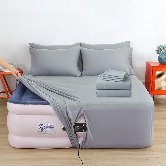 Air Mattress Sheet Set Queen Size, 6 Piece Deep Pocket Bed Sheet Set by Bedecor