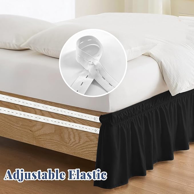 Full Bed Skirt, Elastic Wrap Around Bed Skirt Full Size, Bed Skirts - Image 4