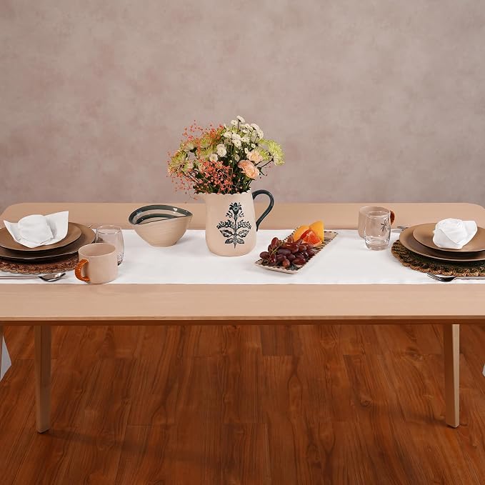 Home Ekaa White Cotton Linen Placemats Set of 4 – Washable Hemstitch Cloth - Image 4