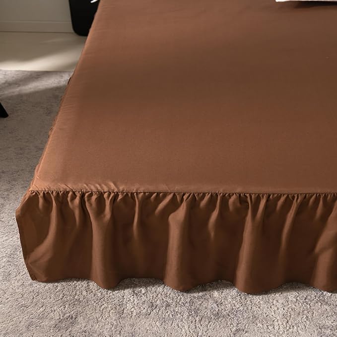 Brown Bed Skirt King Size Ruffled Bed Skirt - Image 5