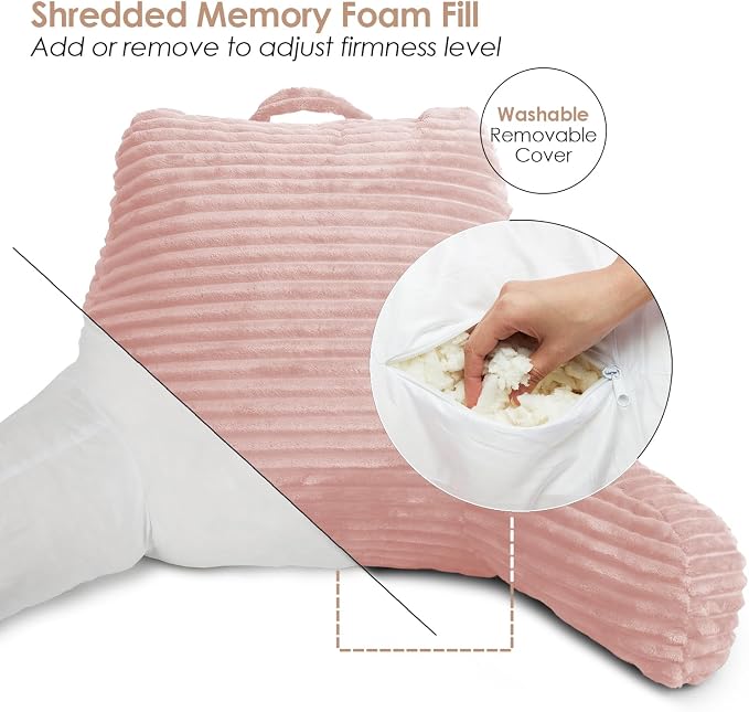 Hearth & Harbor Reading Pillow for Bed Adult – Back Pillow for Sitting in Bed - Image 5