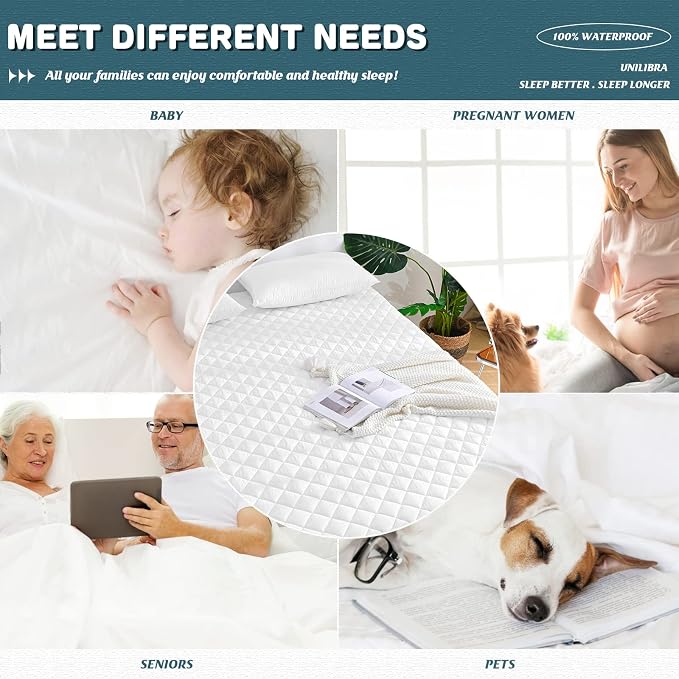 UNILIBRA Full Mattress Cover Waterproof, Deep Pocket Mattress Pad Protector - Image 5