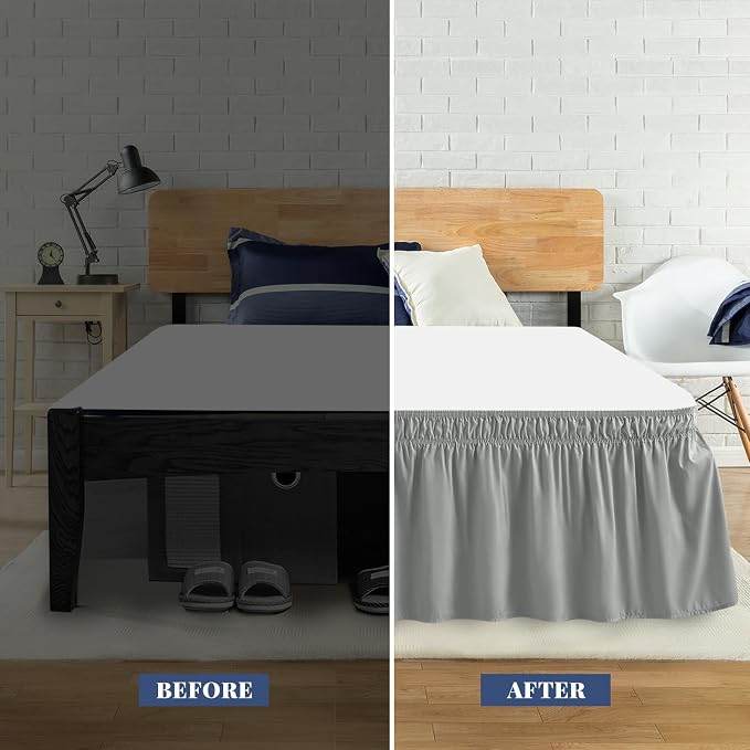 Queen Bed Skirt, Elastic Wrap Around Bed Skirt Queen Size, Bed Skirts - Image 3