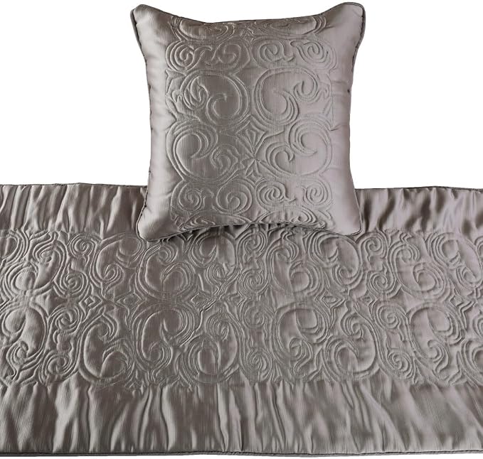 The HomeCentric Decorative Silver Full 68 x 18 inch Bed Runner - Image 2