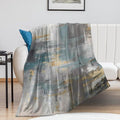 Fashion Gradient Blanket, Modern Art Baroque Gold Grey Green Painting Strokes by Unknown
