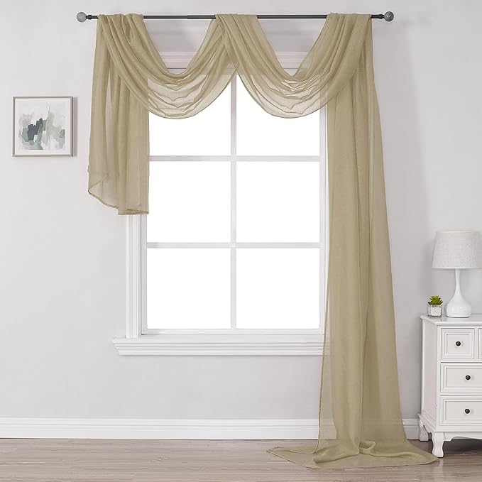 DONREN Taupe Window Scarf for Background by DONREN
