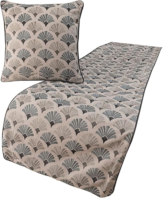 The HomeCentric King Queen Twin Blue & Grey Designer Twin 53"x18" Bed Runner by TheHomeCentric