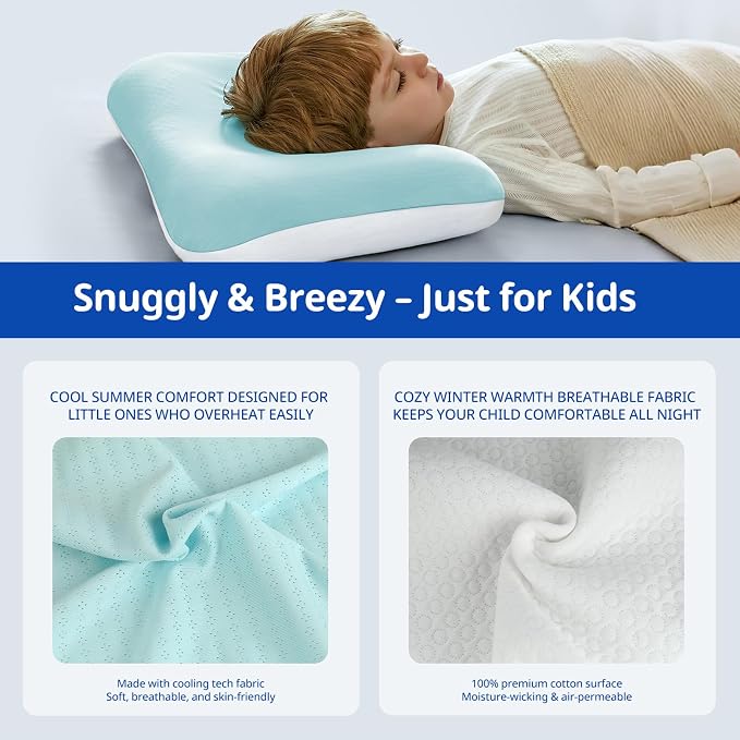 Toddler Pillow with Pillowcase, Breathable & Cozy Machine Washable Kids Pillow - Image 3