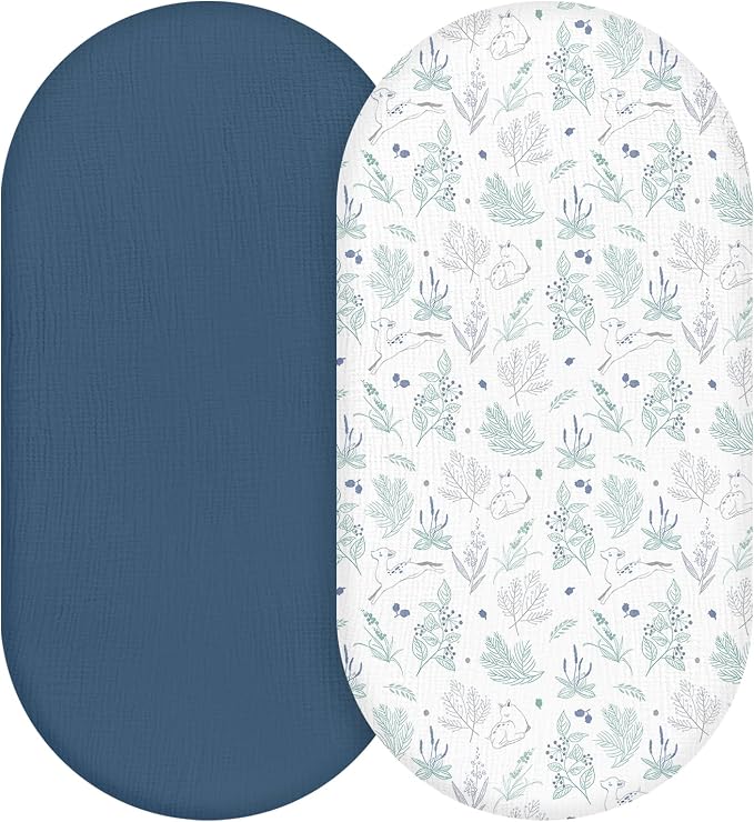Muslin Bassinet Fitted Sheets, 2 Pack by LYRICHOMBABY