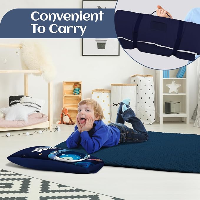 Toddler Nap Mat Kids Sleeping Bag 59‘’×24‘’, Soft Slumber Bag - Image 6