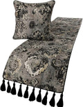 The HomeCentric Decorative Black & Grey Full 68 x 18 inch Bed Runner by TheHomeCentric