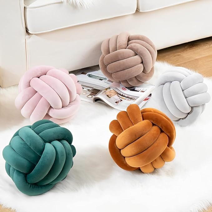 Knot Ball Pillows, Round Throw Pillow Cushion Home Decoration Soft Plush Pillow - Image 5