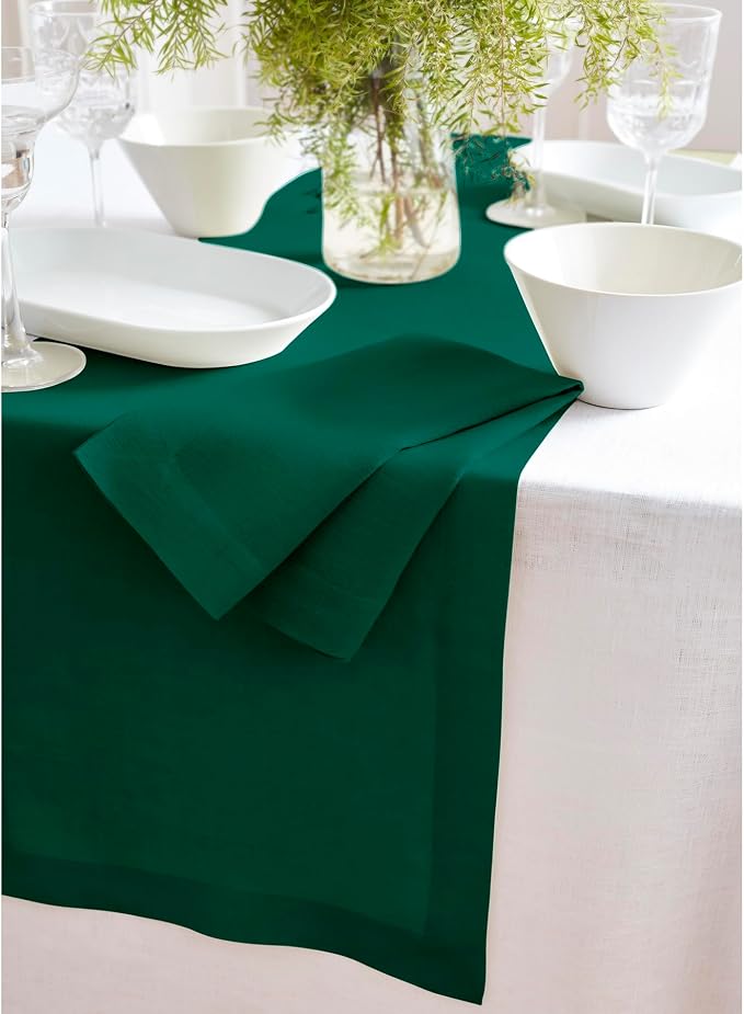 Solino Home 100% Pure Linen Green Table Runner 90 Inches - Image 9