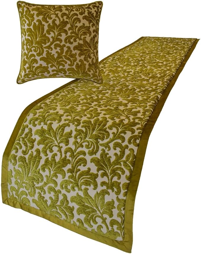 The HomeCentric King/Queen/Twin Chartreuse Decorative CA King 86"x18" Bed Runner - Image 4