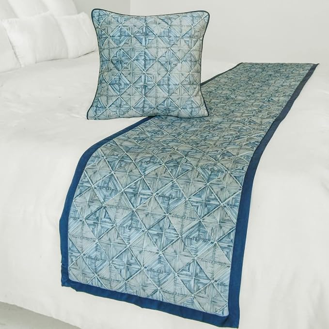 The HomeCentric King/Queen/Twin Blue Decorative Full 68"x18" Bed Runner Without - Image 5