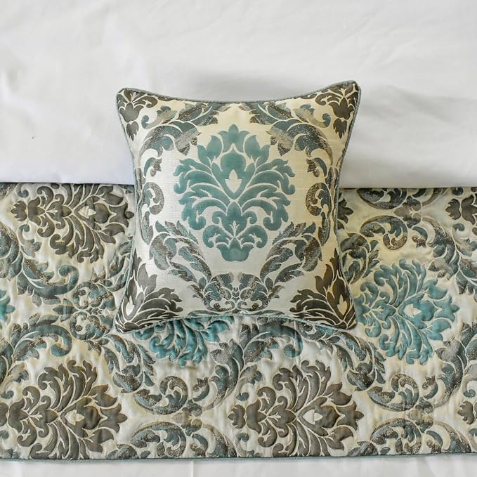 The HomeCentric King/Queen/Twin Blue Designer Twin 53"x18" Bed Runner - Image 2