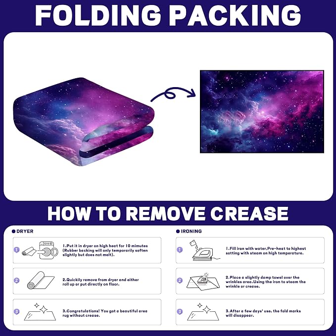 Purple Galaxy Rug Space Rugs Colorful Throw Rug Non-Slip Sun and Cloud Carpet - Image 3