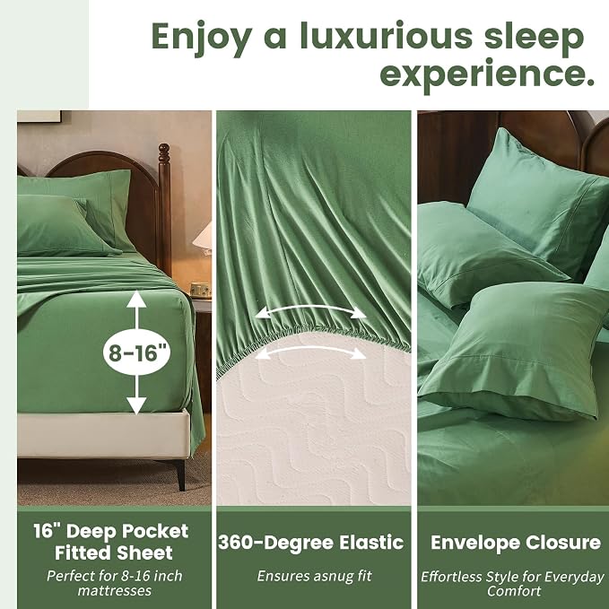 100% Linen Sheets California King Size, Breathable & Durable 4-Piece Bed Flax - Image 3