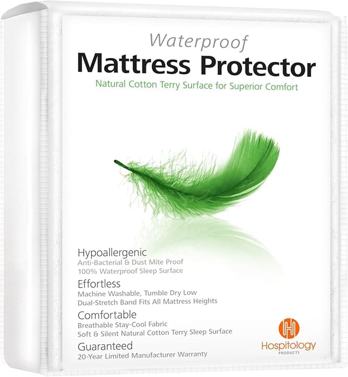 HOSPITOLOGY PRODUCTS Twin Mattress Protector Hypoallergenic Natural Cotton by HOSPITOLOGY
