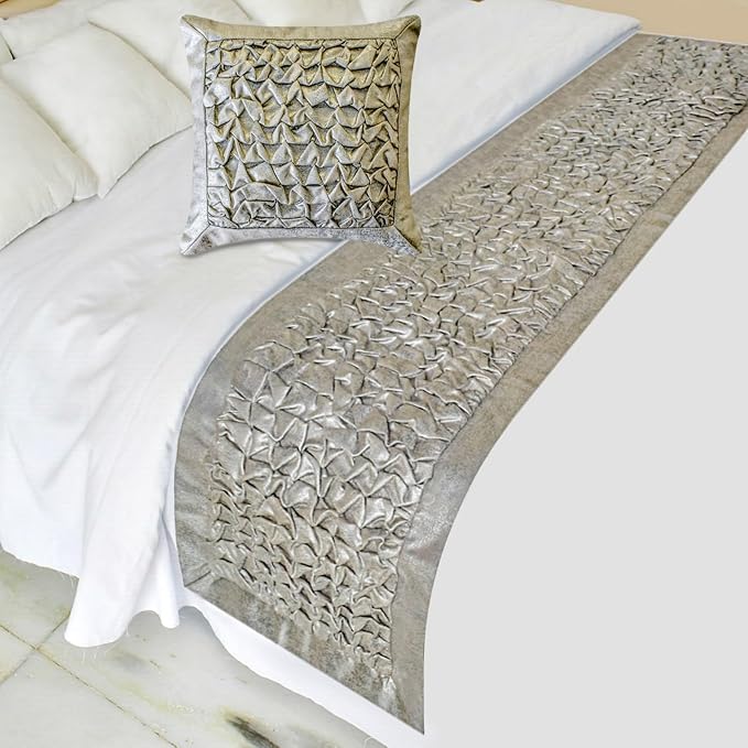 The HomeCentric King/Queen/Twin Silver Decorative Bed Runner CA King 86"x18" - Image 6
