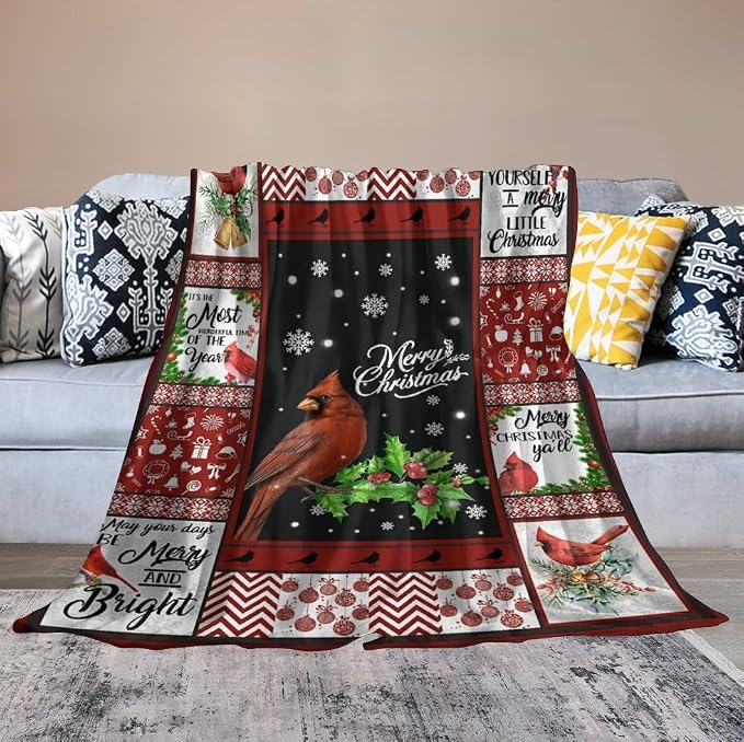 Cardinal Bird Christmas Blanket - Image 2