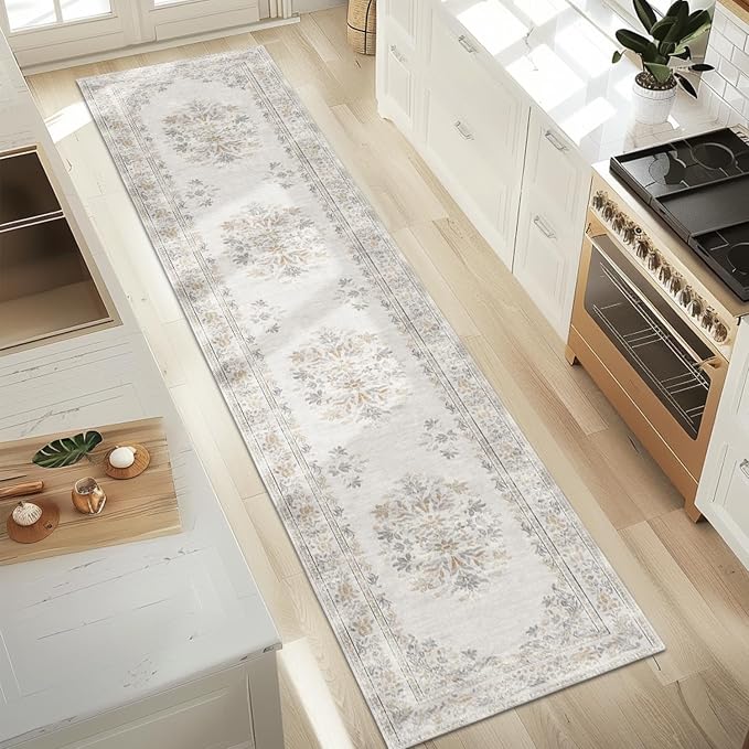 jinchan Hallway Runner Rug 2x10 Vintage Floral Distressed Design by JINCHAN