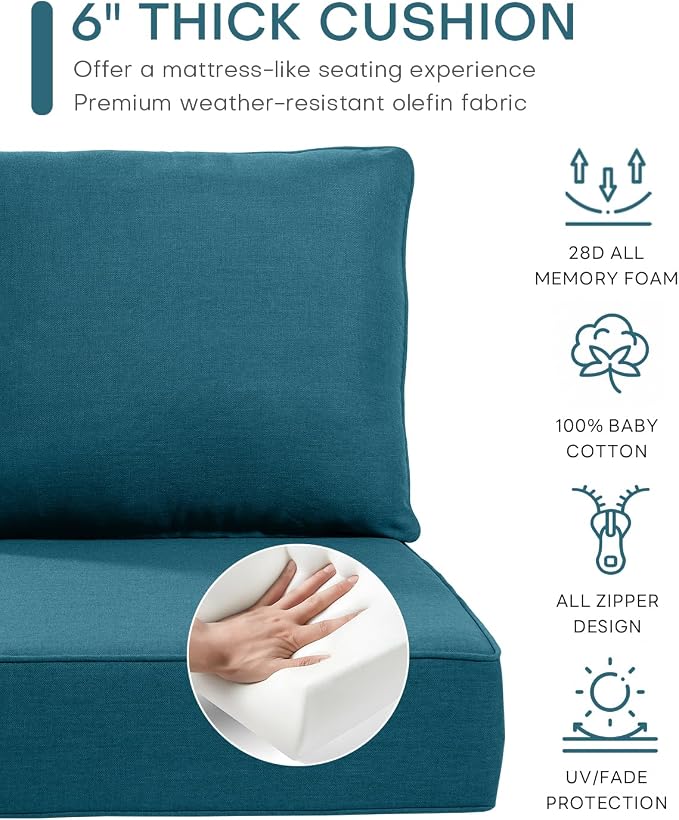 Luxury 22x24/22x25 6-Inch Outdoor Seat Cushions - Image 5