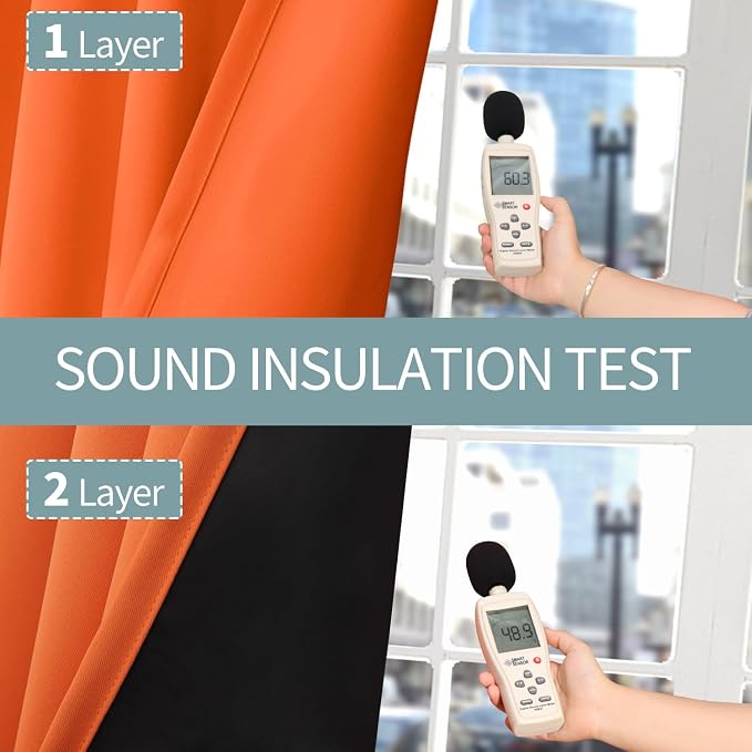BGment Burnt Orange 100% Blackout Curtains - Image 7