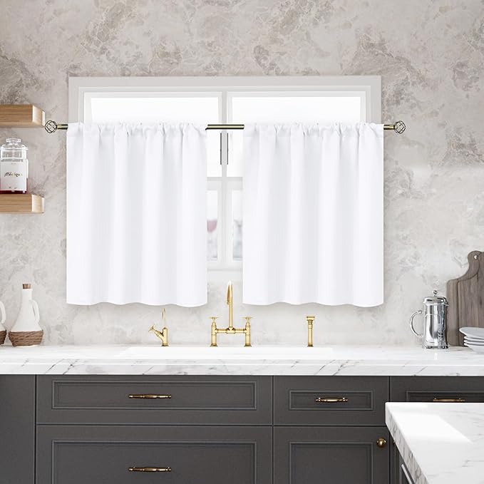 BGment Short White Kitchen Curtains 30 Inch Length by BGment