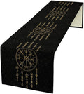 Viking Table Runner, Nordic Symbol Mysterious Aesthetic Table Runner by Unknown