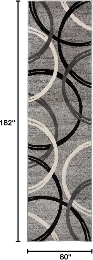 Rugshop Wavy Circles Design Runner Rug, Carpet - Image 2