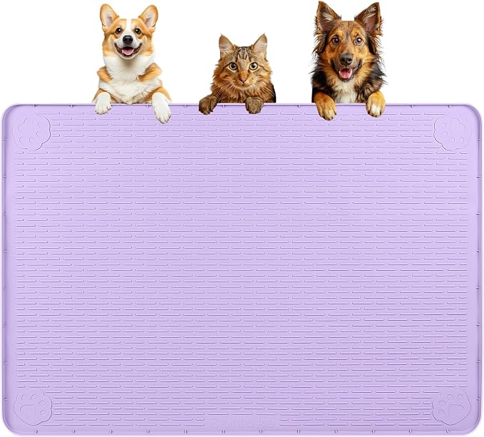 Dog Food Mat, Extra Large 40" x 28" Silicone Pet Feeding Mat by Bartuke