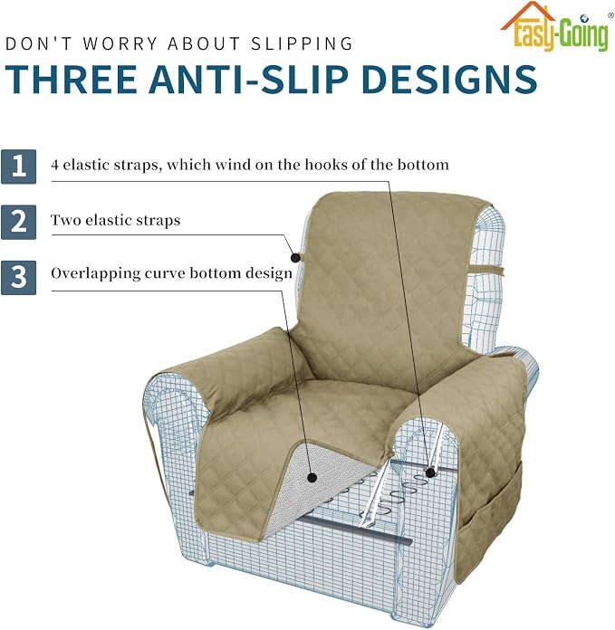 Easy-Going Sofa Slipcover Waterproof Recliner Chair Cover Non-Slip Fabric Couch - Image 4