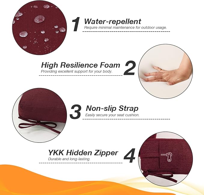 Sunbrella Outdoor High Back Chair Cushion Seat Pads, 44 x 21 Inch - Image 4