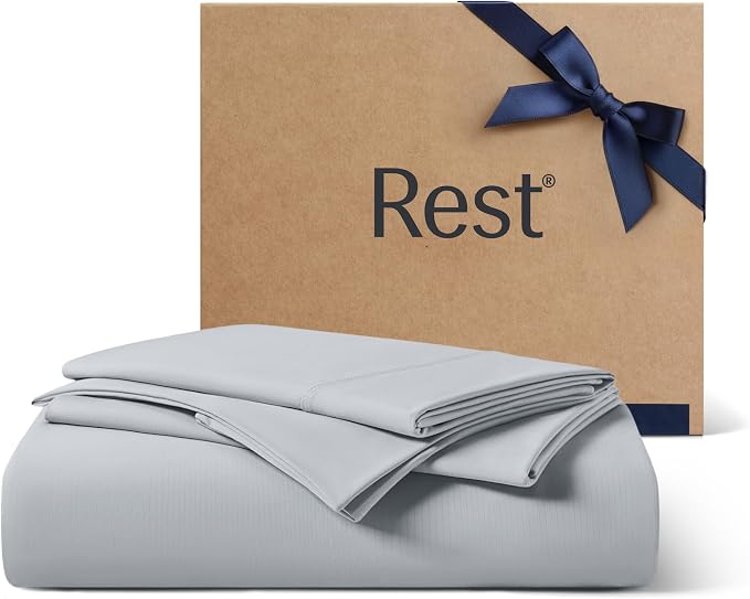 REST® Evercool®+ Starter Sheet Set Twin XL Light Gray, Breathable Bed Sheets by REST