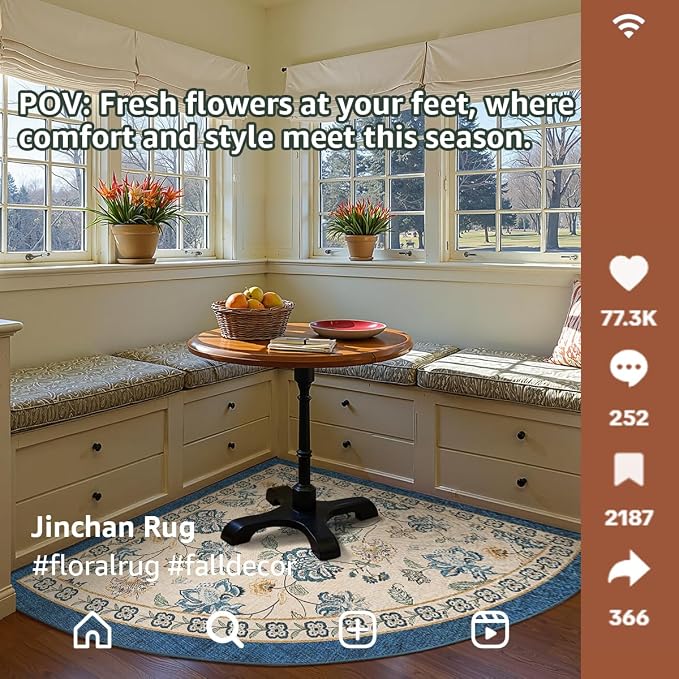 jinchan Elora Floral Corner Rug - Image 3