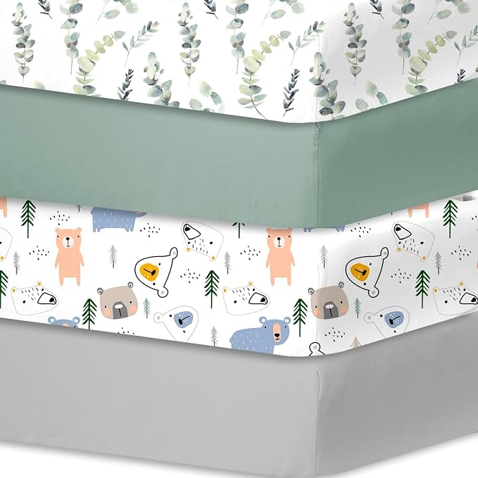 Bimocosy Crib Sheets 4 Pack, Baby Crib Sheets Fitted by bimocosy