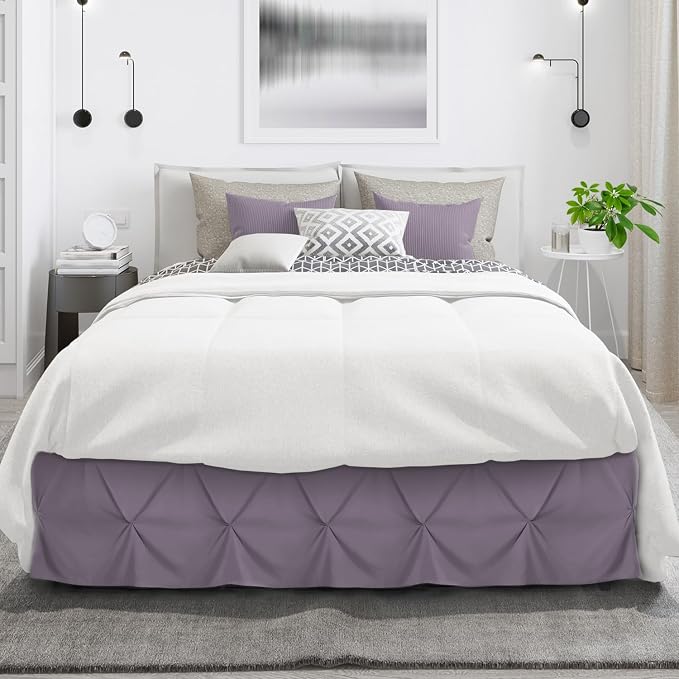 Nestl Grayish Purple Bed Skirt Cal King Size, Pinch Pleat Cal King Bed Skirt - Image 2