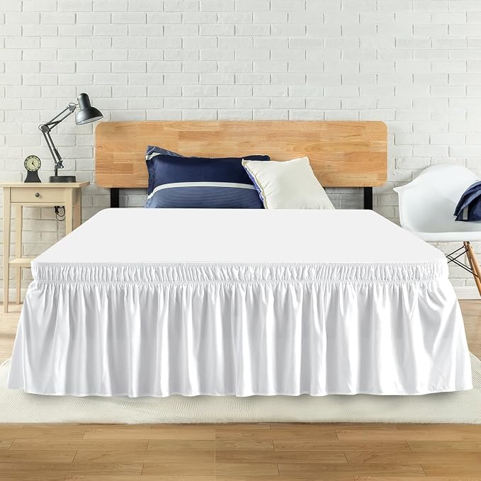 Queen Bed Skirt, Elastic Wrap Around Bed Skirt Queen Size, Bed Skirts by ANARACHON