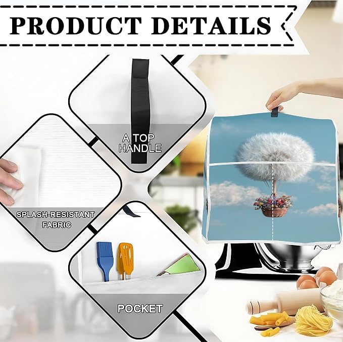 Mixer Dust Cover for 6-8 Qt Stand Mixer, Cloth Cover - Image 3