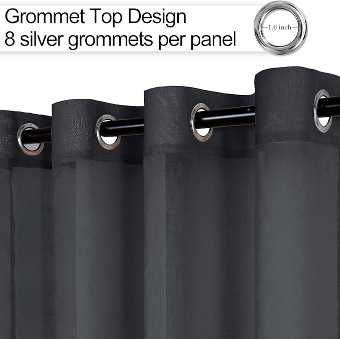 XWZO Dark Grey Sheer Curtains 95 Inches Length, Light Filtering, Airy & - Image 2