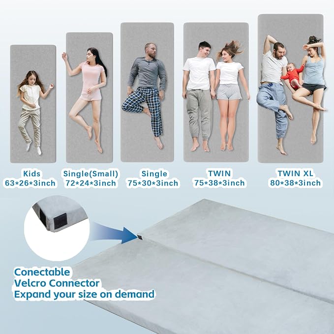 KingChii CertiPUR-US Memory Foam Camping Mattress, Portable Roll Up Travel Car - Image 4