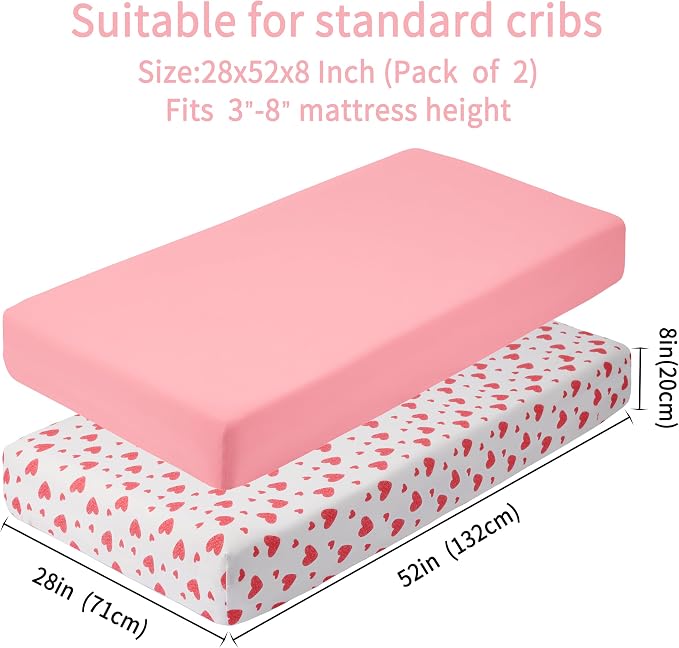 Baby Crib Sheets for Boys Girls, 2 Pack Fitted Crib Sheet for Standard Crib and - Image 3