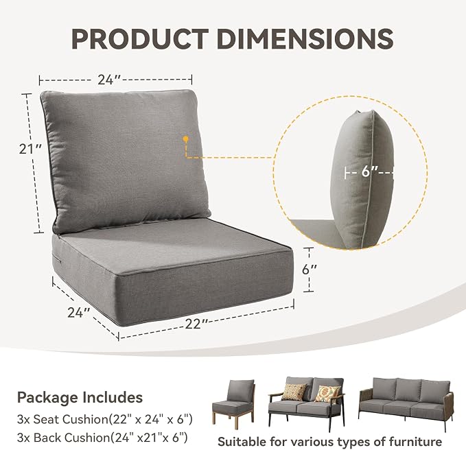 Outdoor Cushion Set for Furniture Patio Furniture, UV Resistant, Water Resistant - Image 2