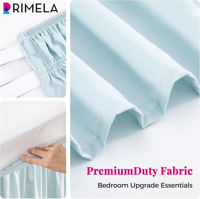 RIMELA Grayish Blue Bed Skirt Queen Size 15 Inch Drop, Wrap Around Elastic - Image 8